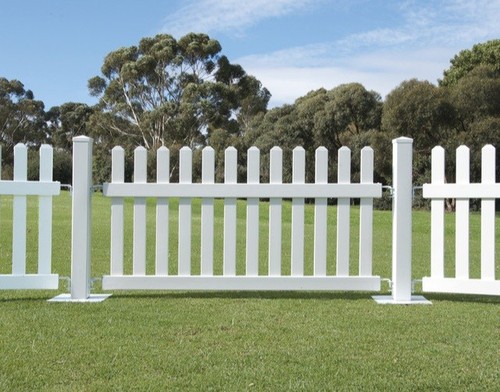 White picket fence panels pvc - white,