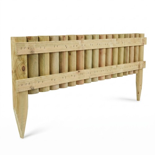 Wooden log picket border fence - picket,